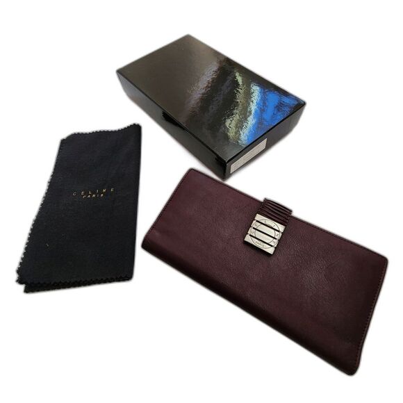 Celine Paris Soft Leather Long Wallet Dust Cloth Box - Picture 1 of 9
